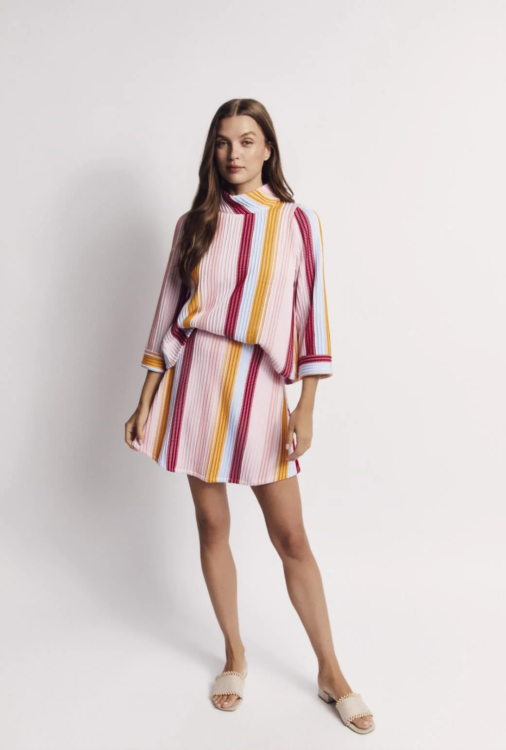 Cropped Long Sleeve Mod Top - Retro Stripe Knit - Image 8