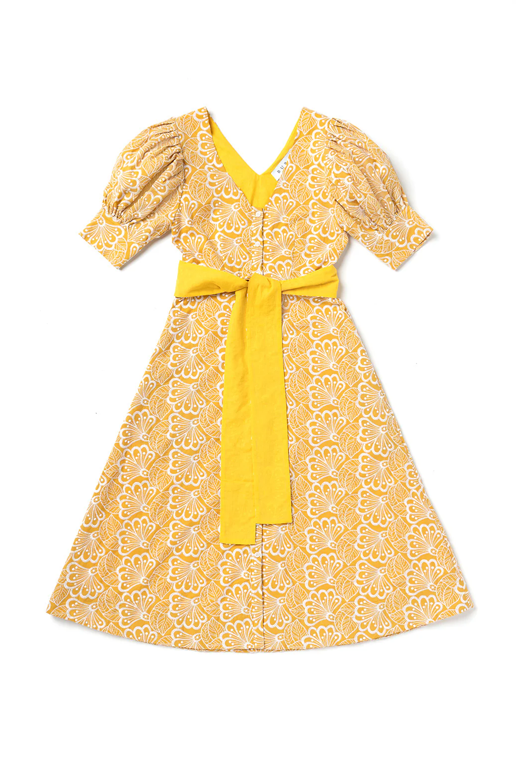 Deep V Day Gown - MIDI - Marigold Embroidery - Image 3