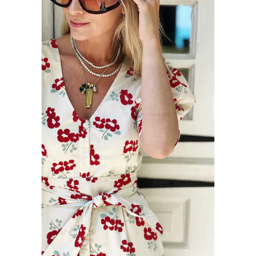 Deep V Day Gown - MINI - Rouge Fleur - Image 8