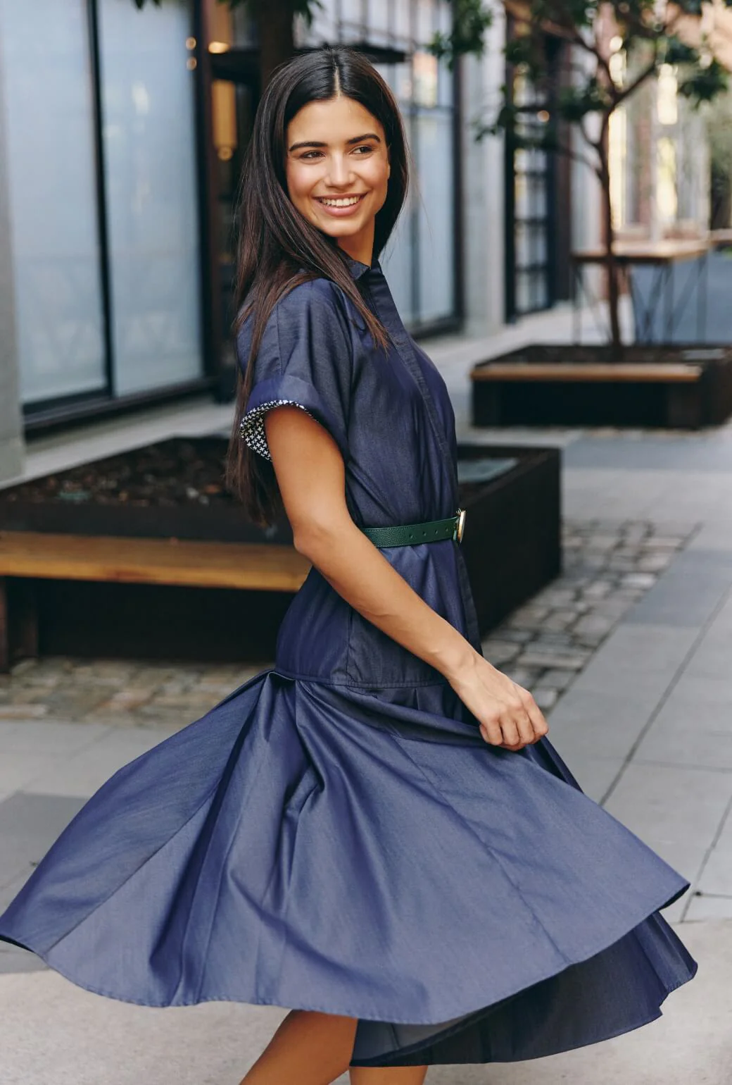 Drop Waist Day Gown - Dark Chambray - Image 3