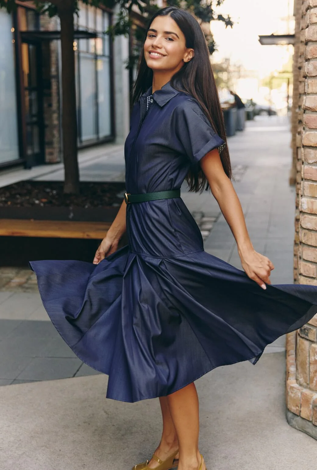 Drop Waist Day Gown - Dark Chambray - Image 4