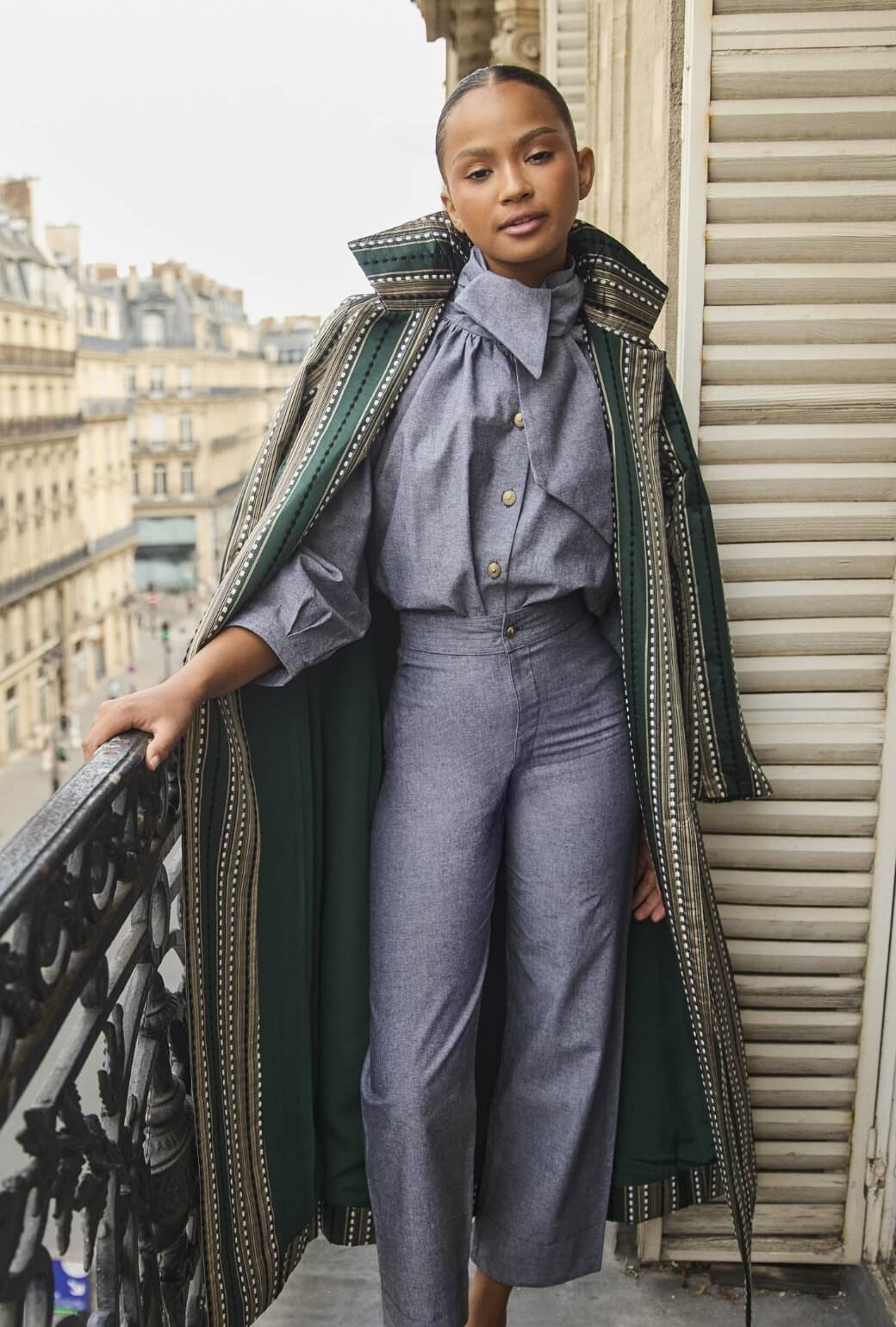Evening Coat - Green Embroidered Silk - Image 5