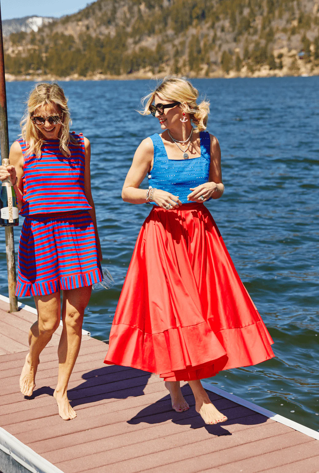 Everyday MINI Skirt  - Red & Blue Stripe - Image 4