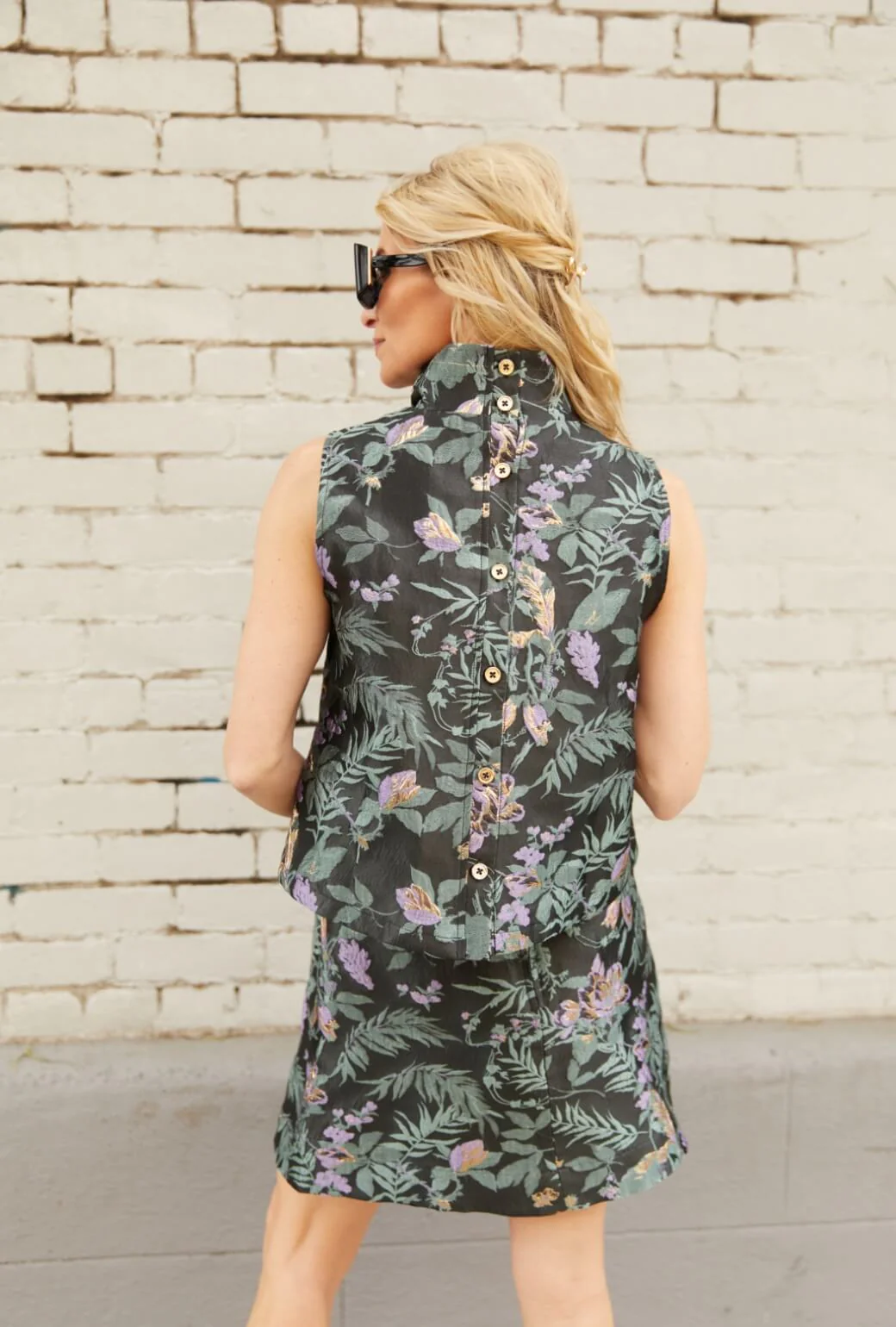 Everyday MINI Skirt - Sage & Lilac Brocade - Image 5