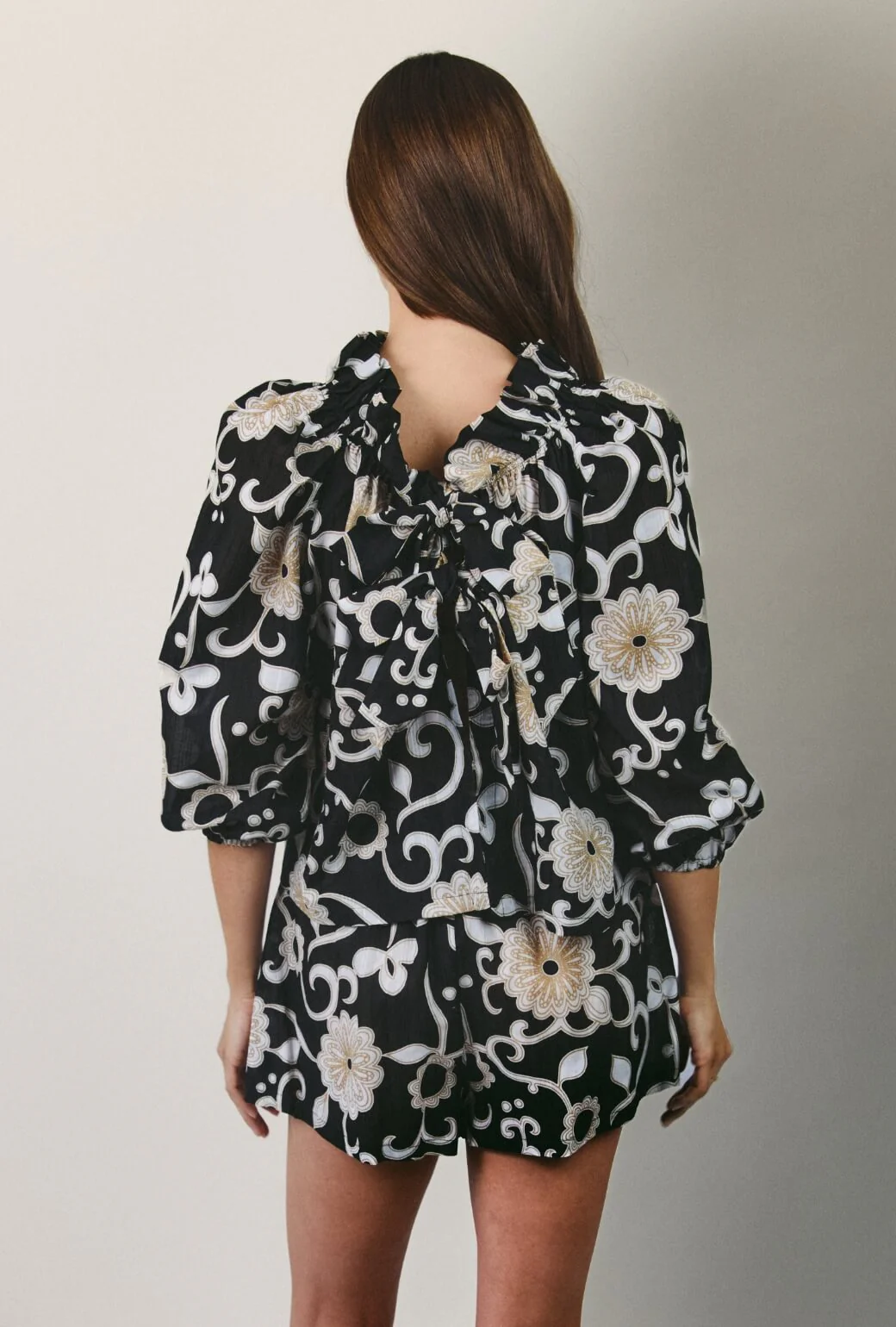 Everyday Shorts - Black and Ivory Floral - Image 3