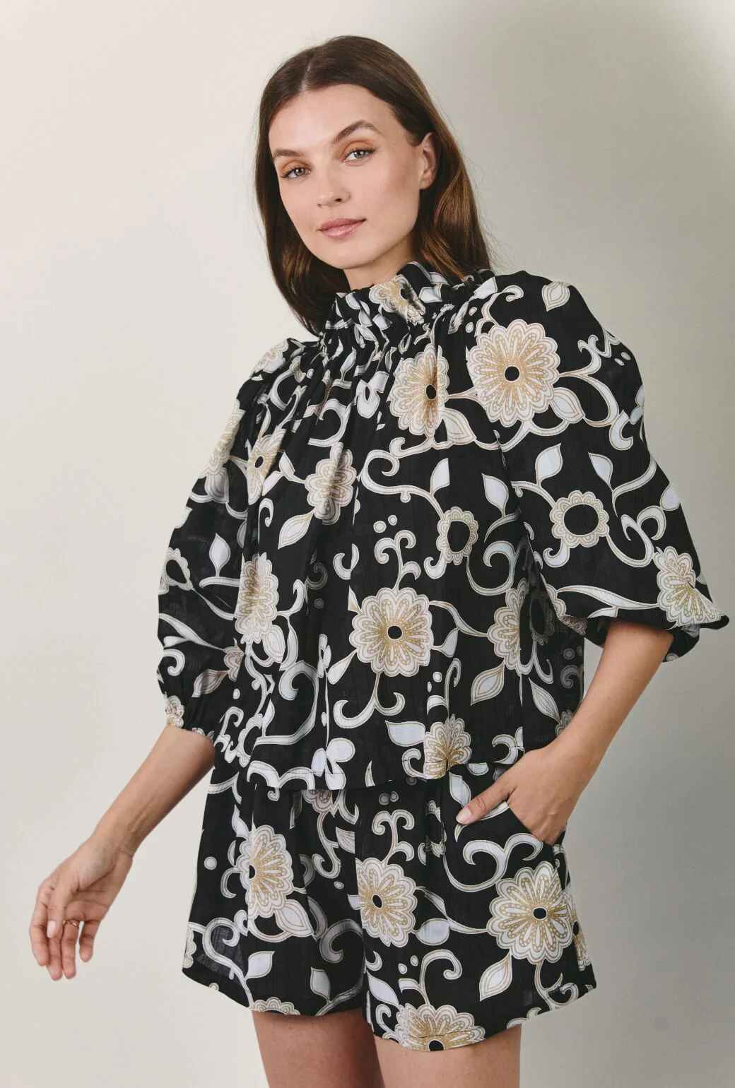 Everyday Shorts - Black and Ivory Floral - Image 6