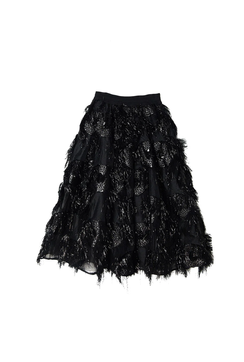 Eyelash Elastic Waist Skirt - Black - Image 3