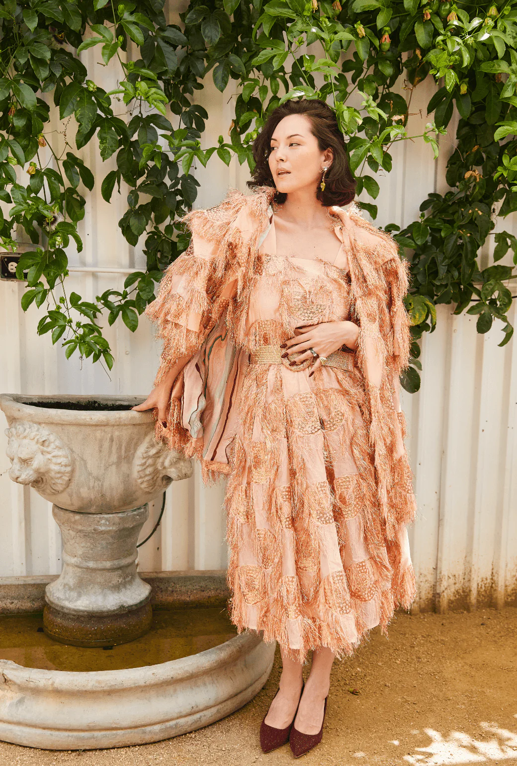 Eyelash Elastic Waist Skirt - Rose Gold - Image 3