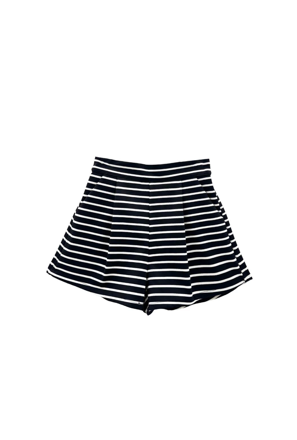 Flat Front Everyday Shorts - B&W Stripe Knit - Image 4