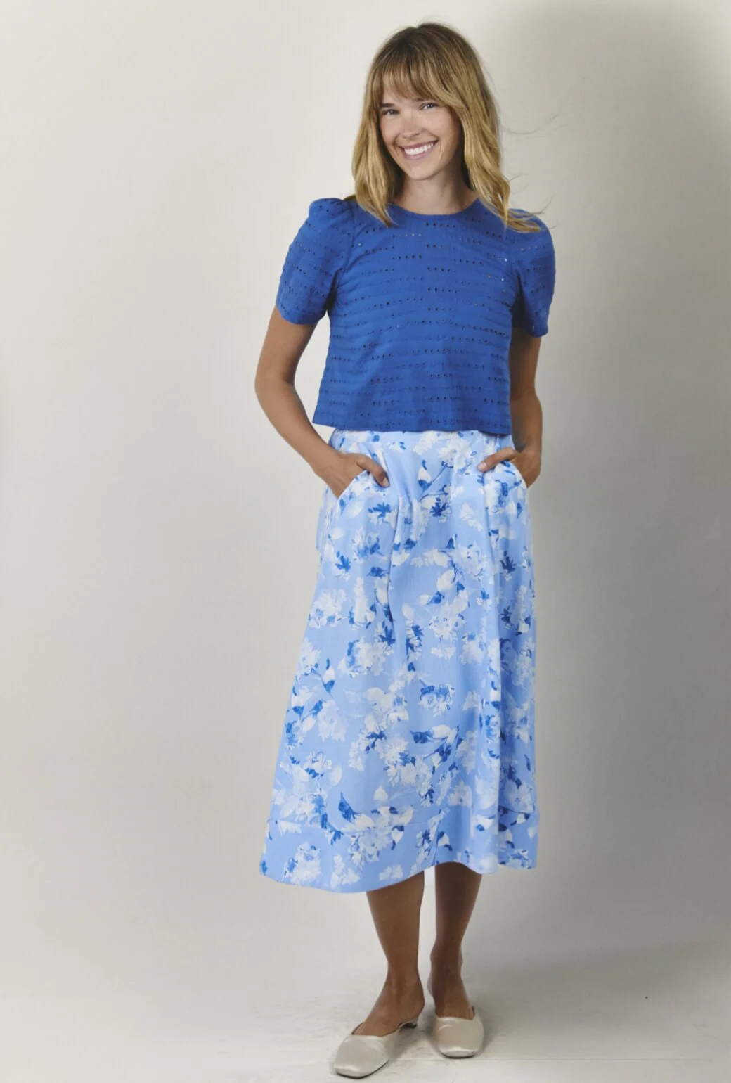 Flat Front MIDI Skirt  - Hydrangea - Image 5