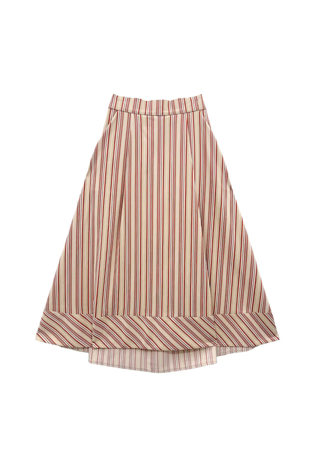 Flat Front MIDI Skirt  - Poppy and Brown Stripe - Image 3