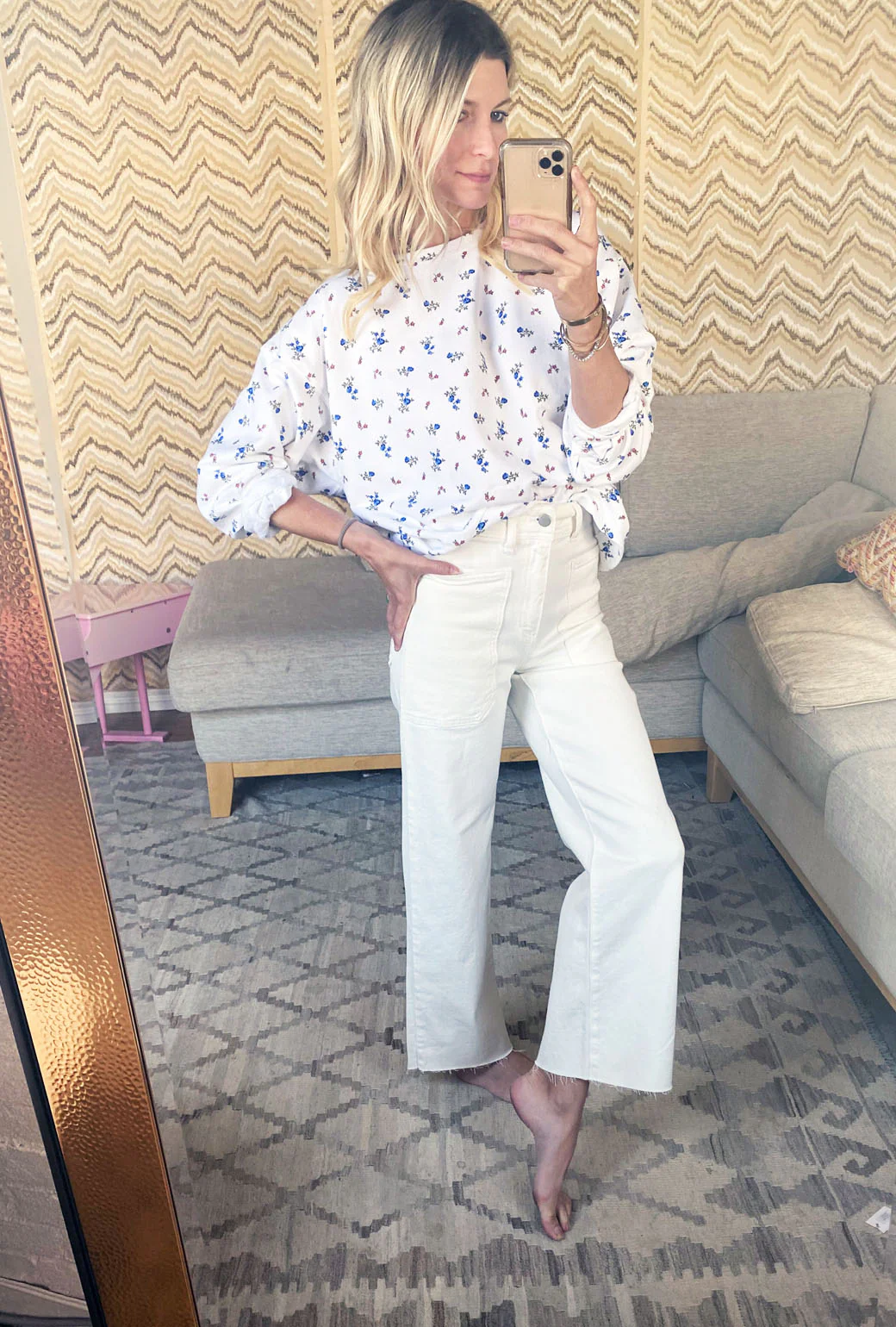 High Rise Sailor Jeans - Off White - Image 4