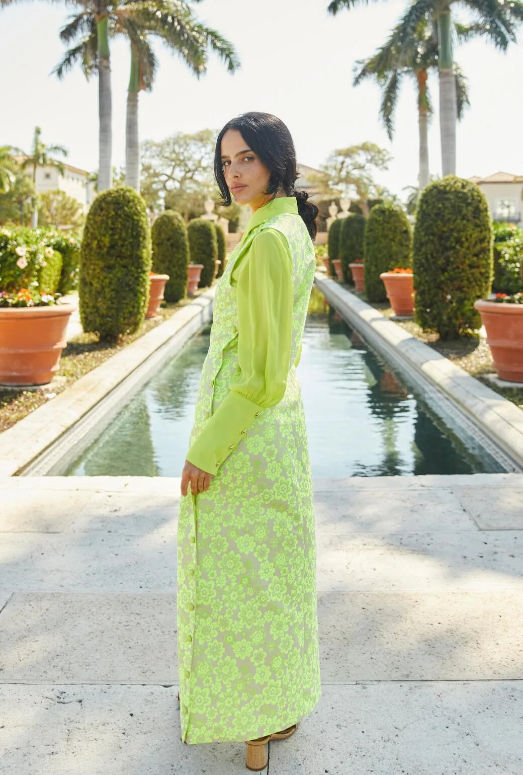 Jackie Dress Tea Length - Lemon Brightline - Image 4