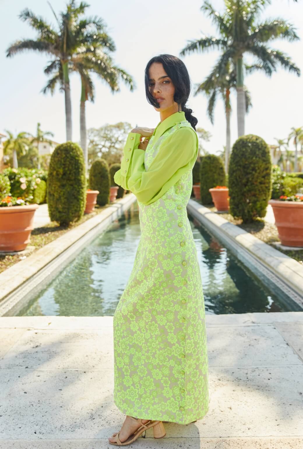 Jackie Dress Tea Length - Lemon Brightline - Image 5