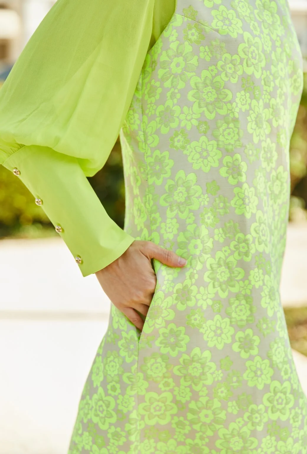 Jackie Dress Tea Length - Lemon Brightline - Image 6