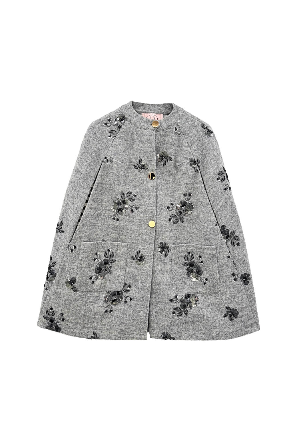 Le Cape - Embellished Gray Faux Wool - Image 3