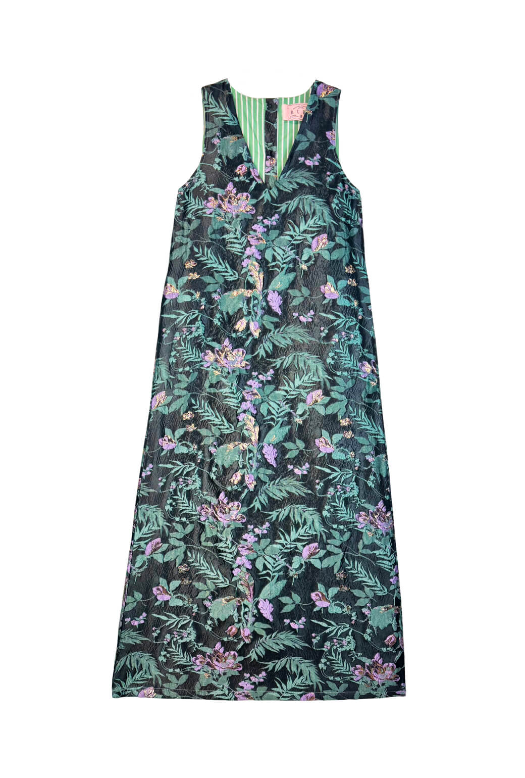 Le V Gown - Sage & Lilac Brocade - Image 3