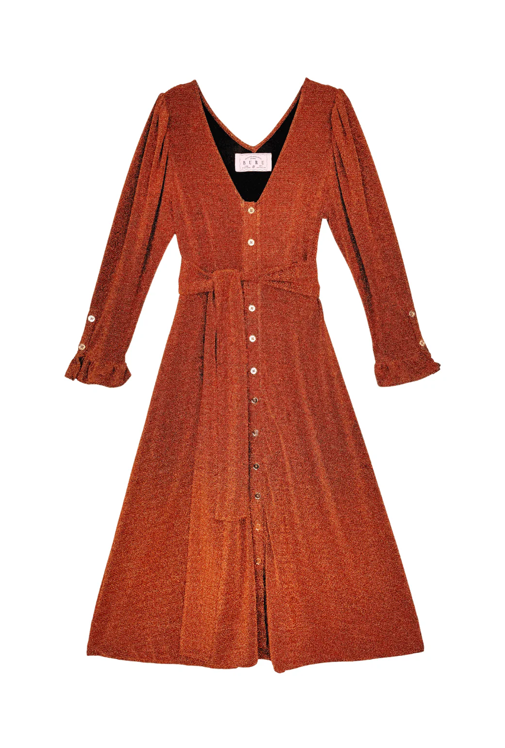 Long Sleeve Day Gown - MIDI - Rust Shimmer - Image 3