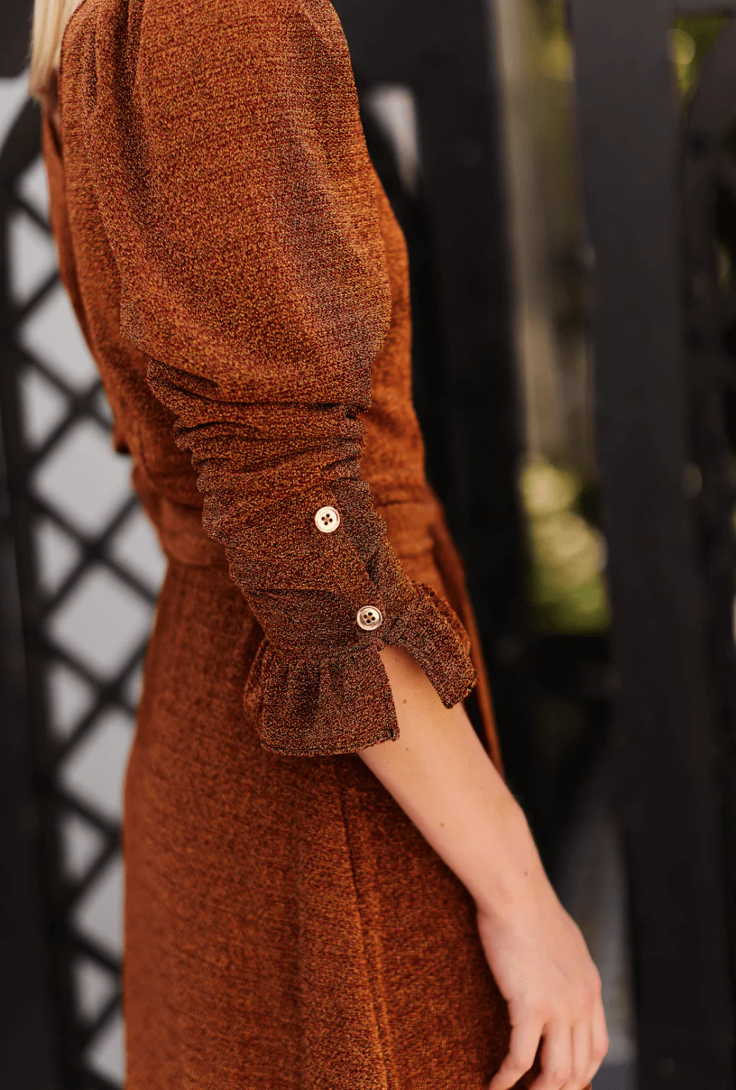 Long Sleeve Day Gown - MIDI - Rust Shimmer - Image 4