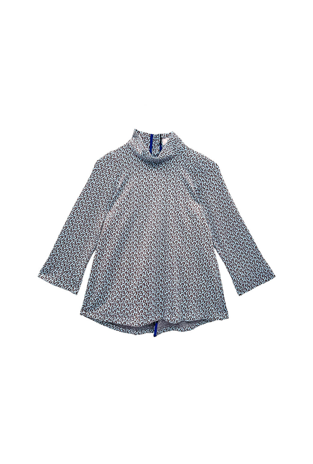 Long Sleeve Mod Top - Blue & Brown Cheetah Knit - Image 3