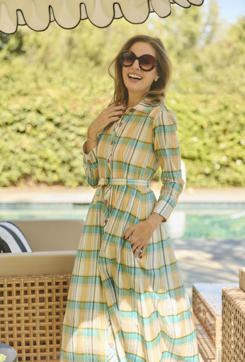 Long Sleeve Shirtdress - Silk Plaid - Image 12
