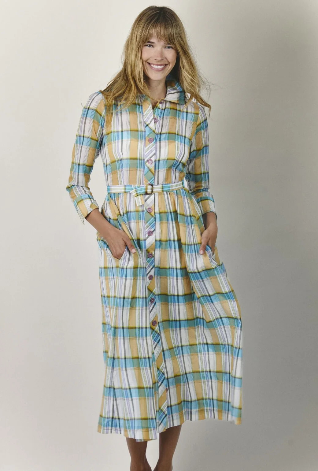 Long Sleeve Shirtdress - Silk Plaid - Image 6