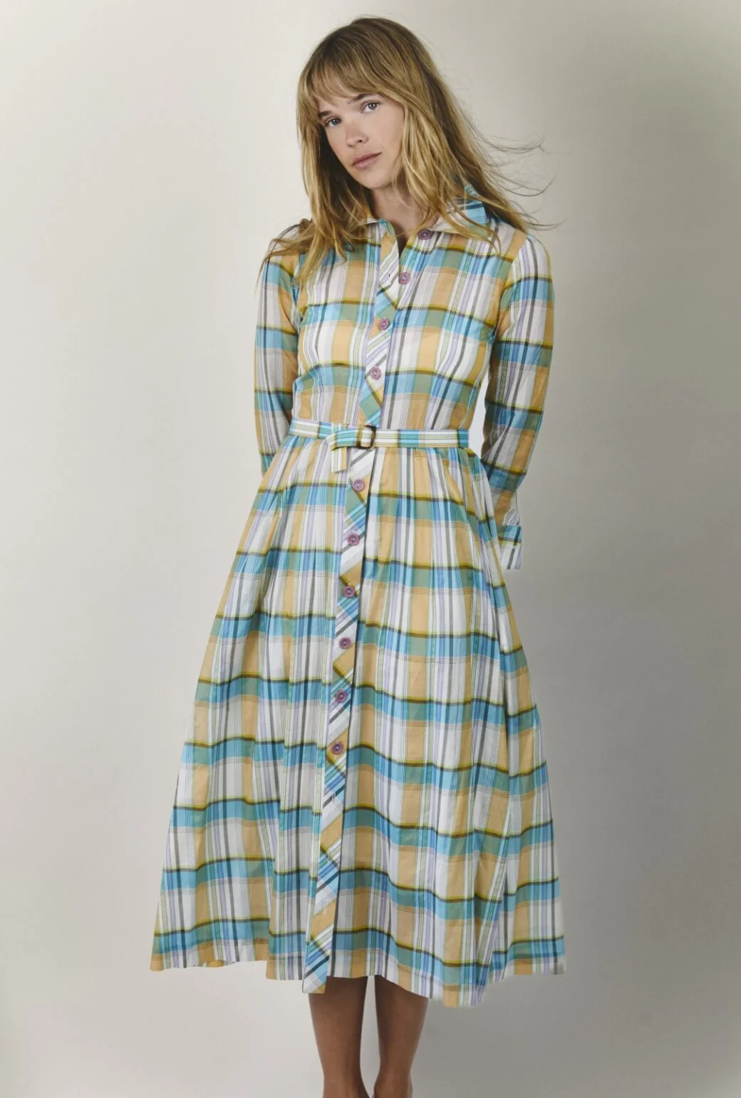Long Sleeve Shirtdress - Silk Plaid - Image 7