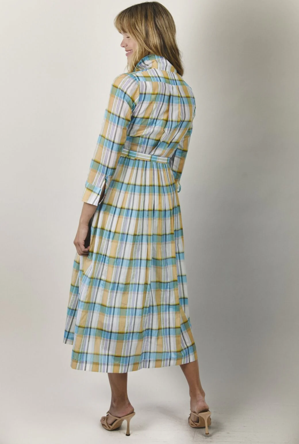 Long Sleeve Shirtdress - Silk Plaid - Image 8