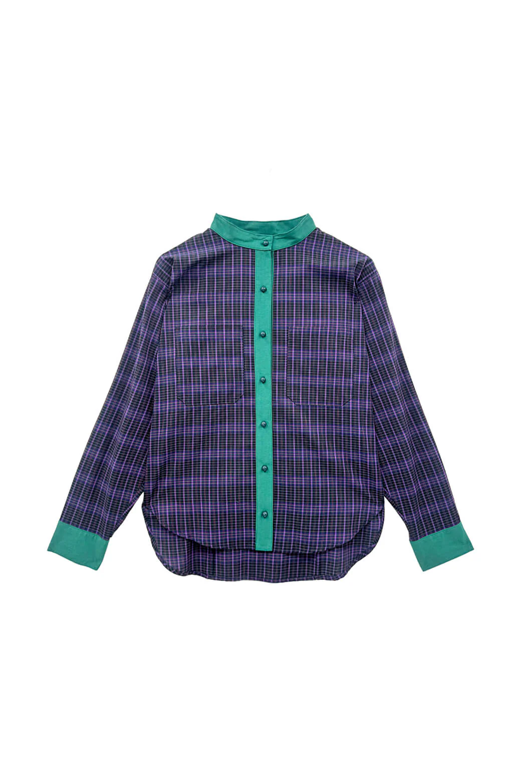 Mandarin Shirt - Purple Plaid - Image 3