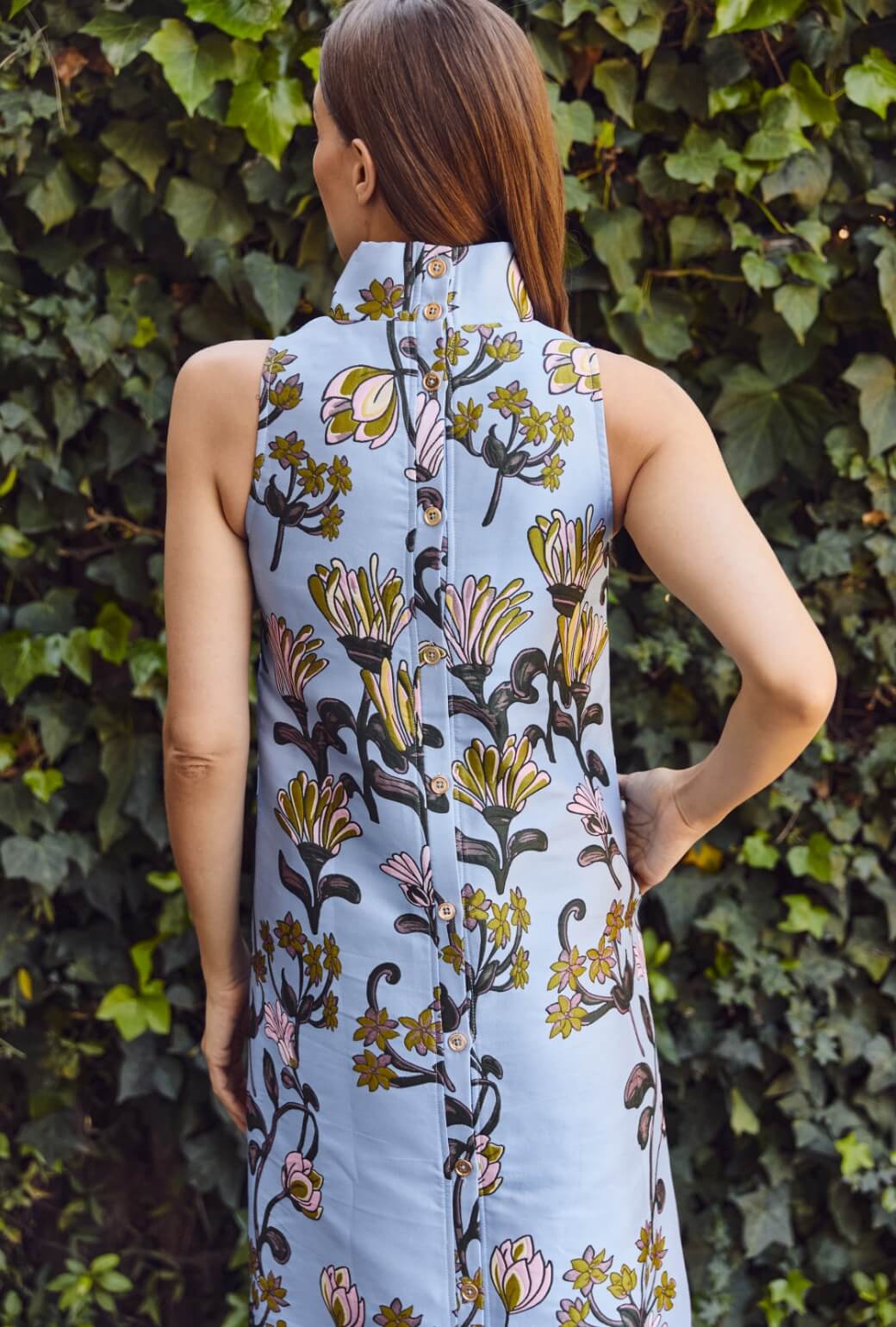Maxi Mod Dress - Powder Blue Vines - Image 4