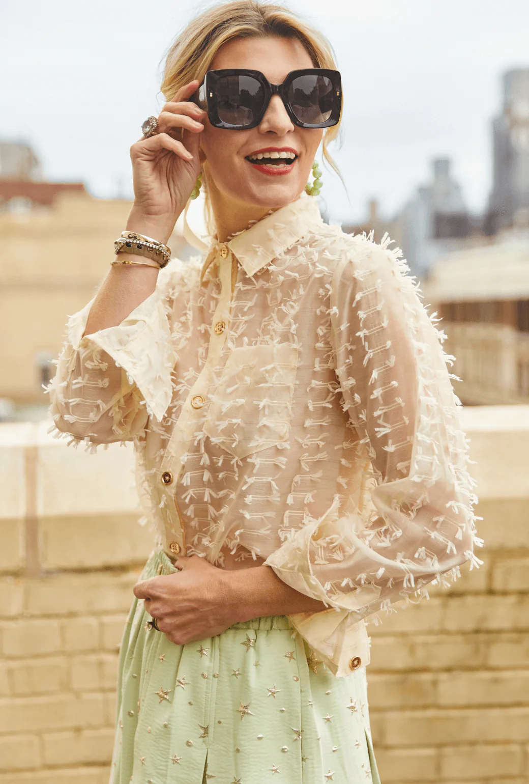 Mel Button Down Shirt - Ivory Bows - Image 3