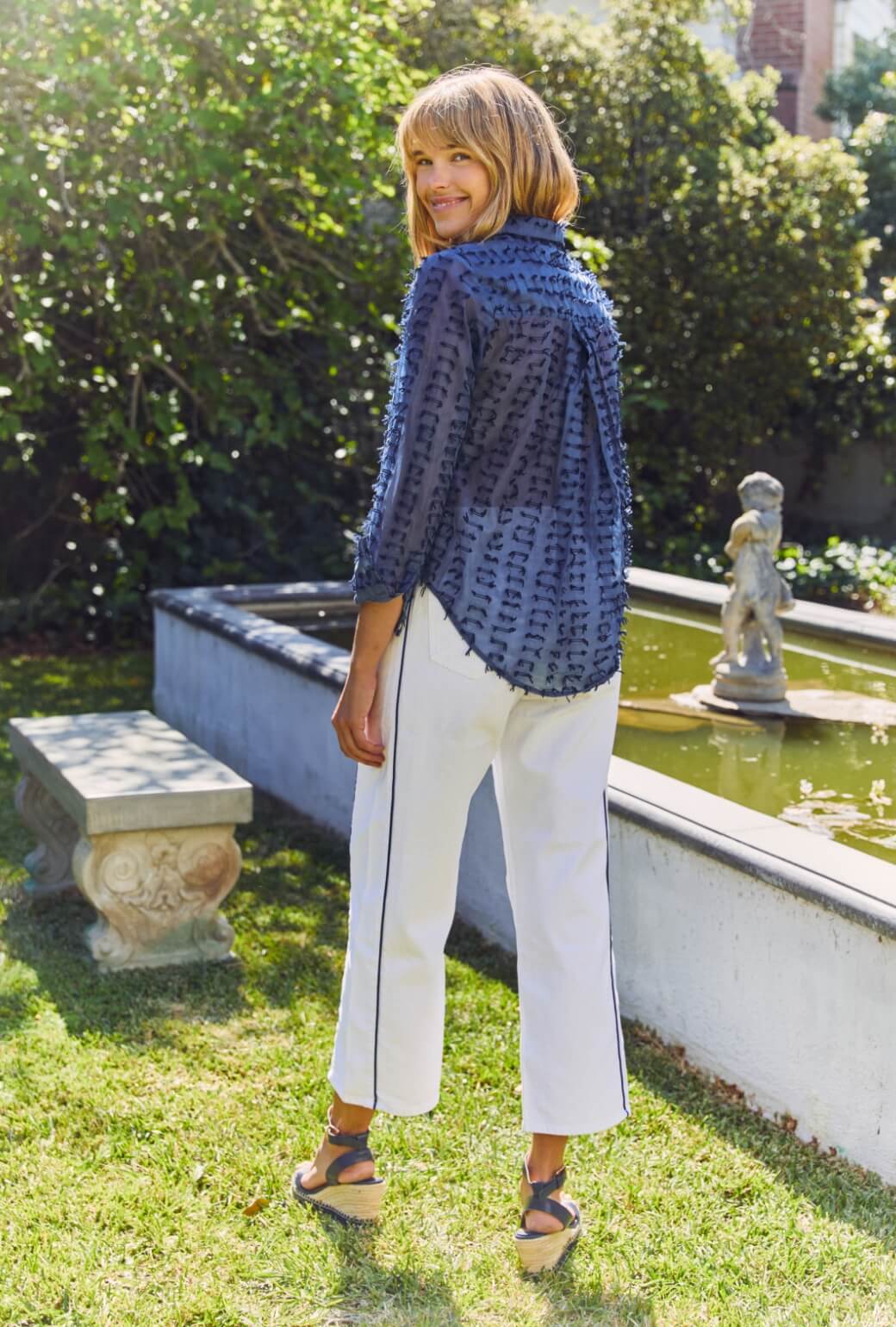 Mel Button Down Shirt - Navy Bows - Image 3