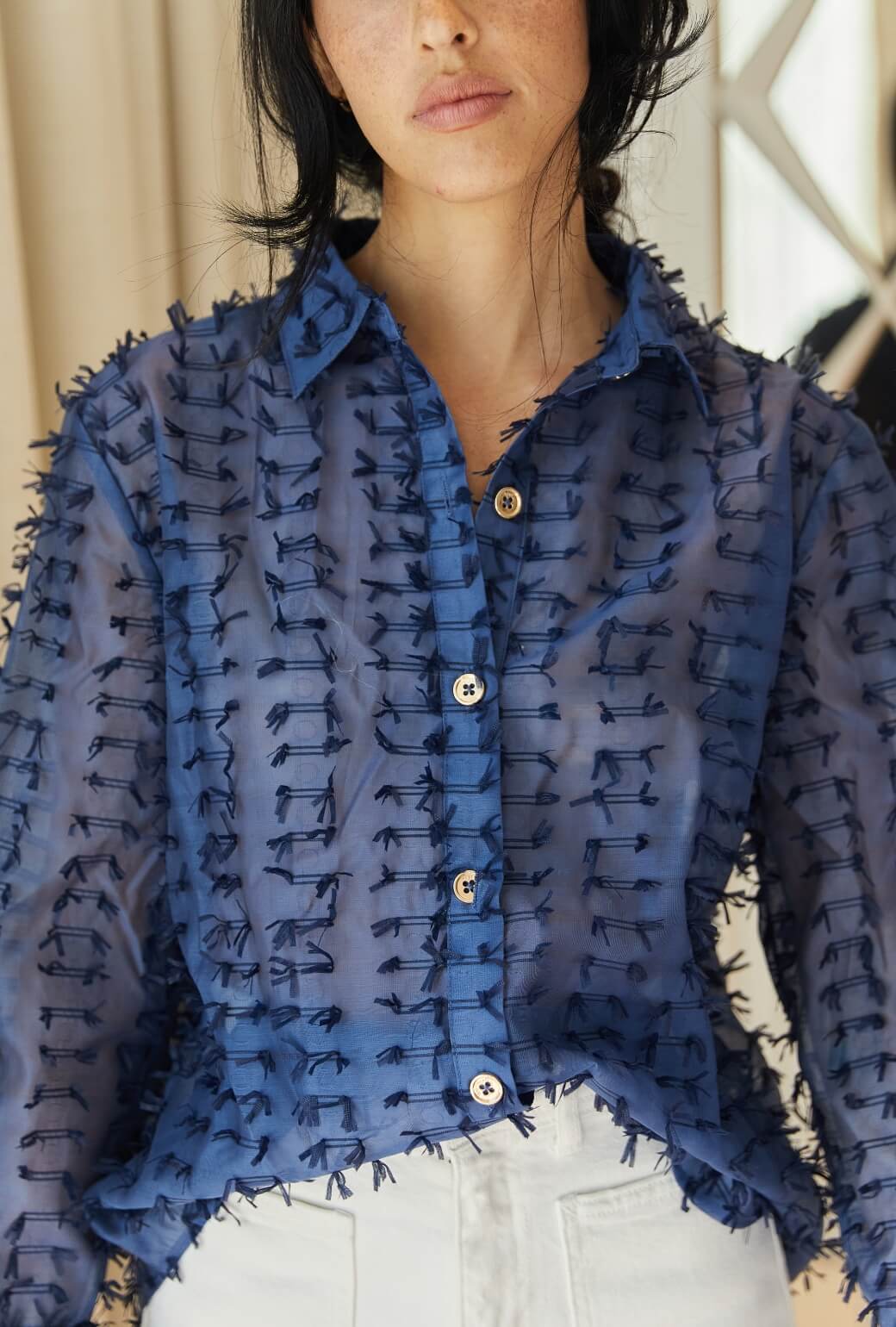 Mel Button Down Shirt - Navy Bows - Image 5