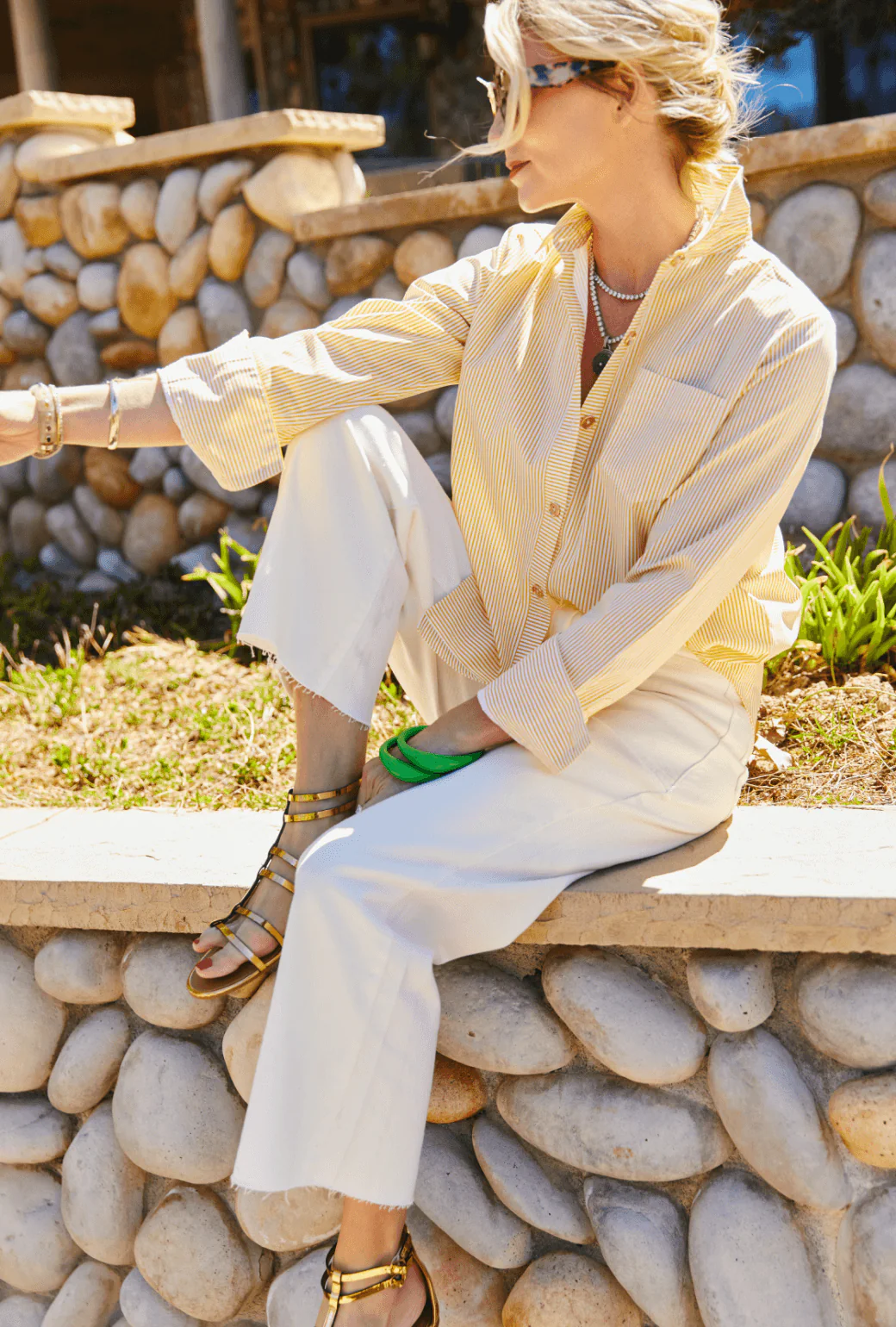 Mel Button Down Shirt - Yellow Stripe - Image 4