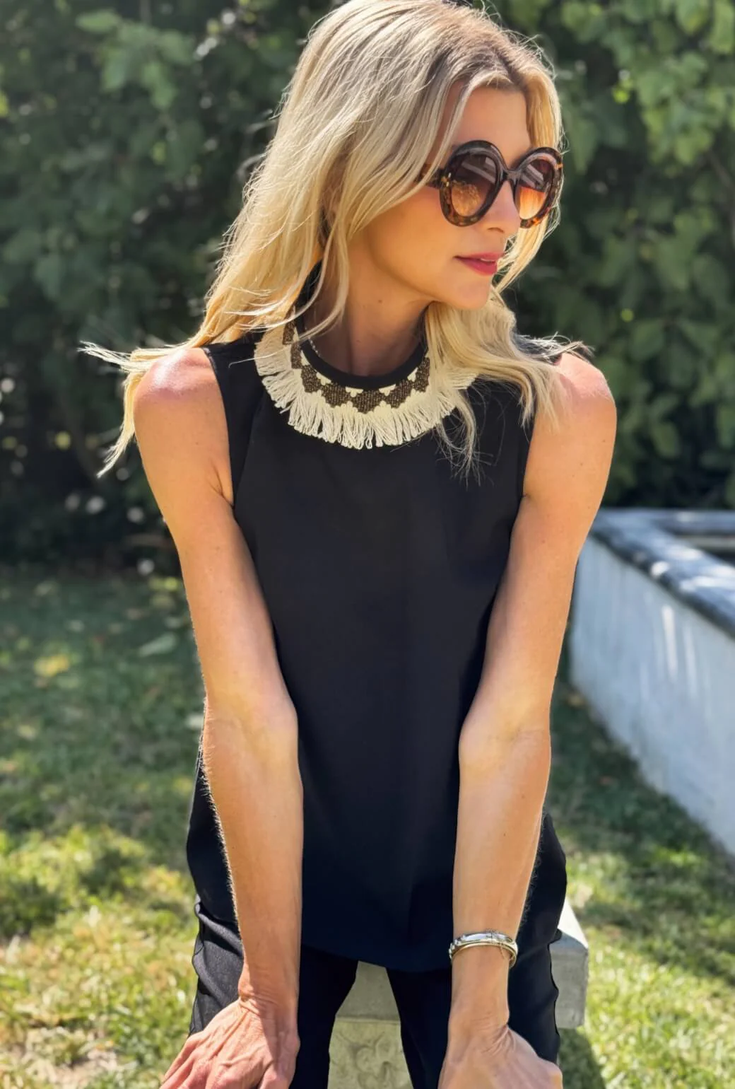 Mod Top - Black with Ivory Fringe - Image 4