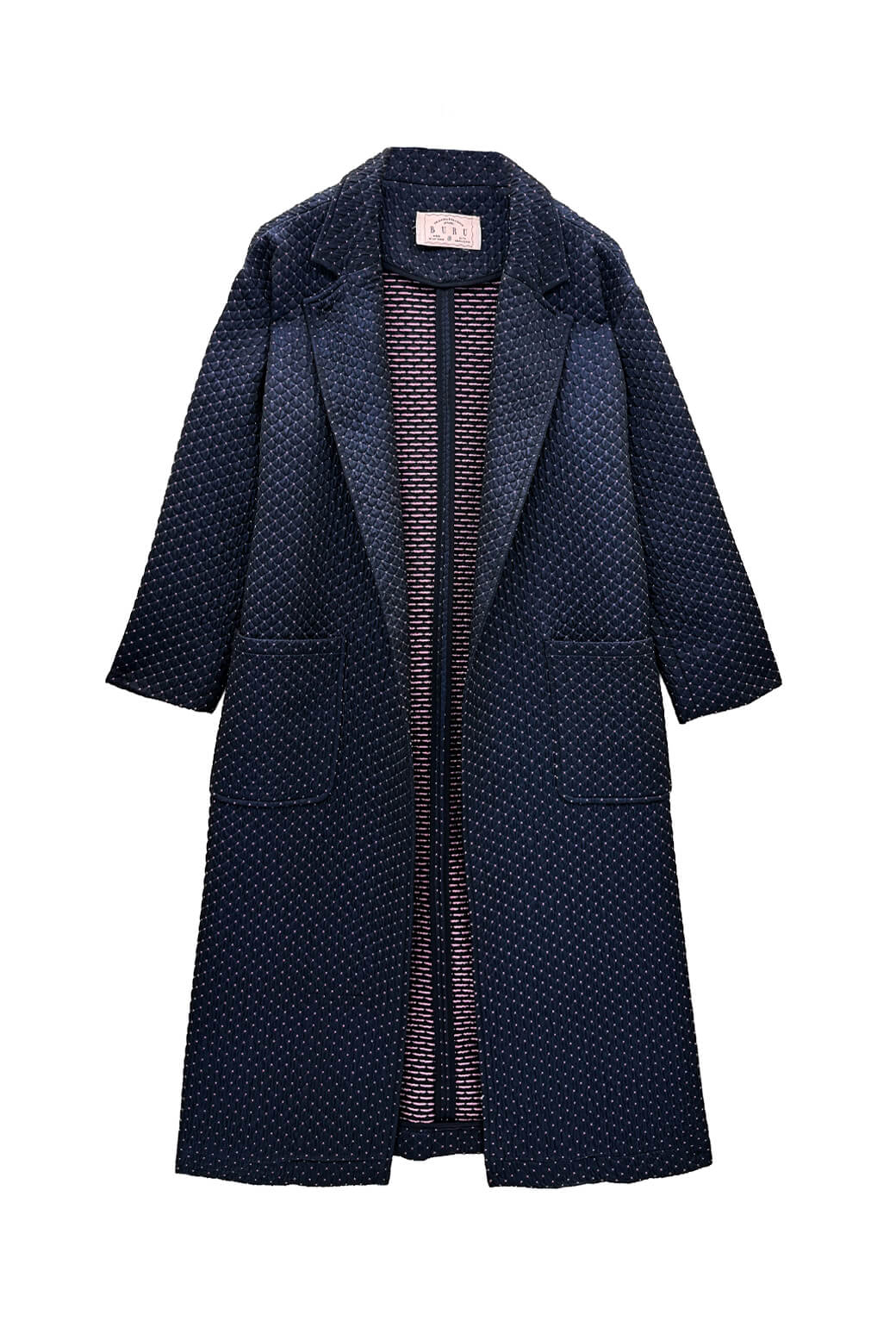 Open Car Coat - Navy Quilted - Image 3