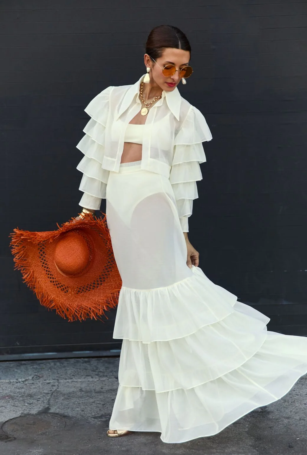 Organic Raffia Hat - Orange - Image 2