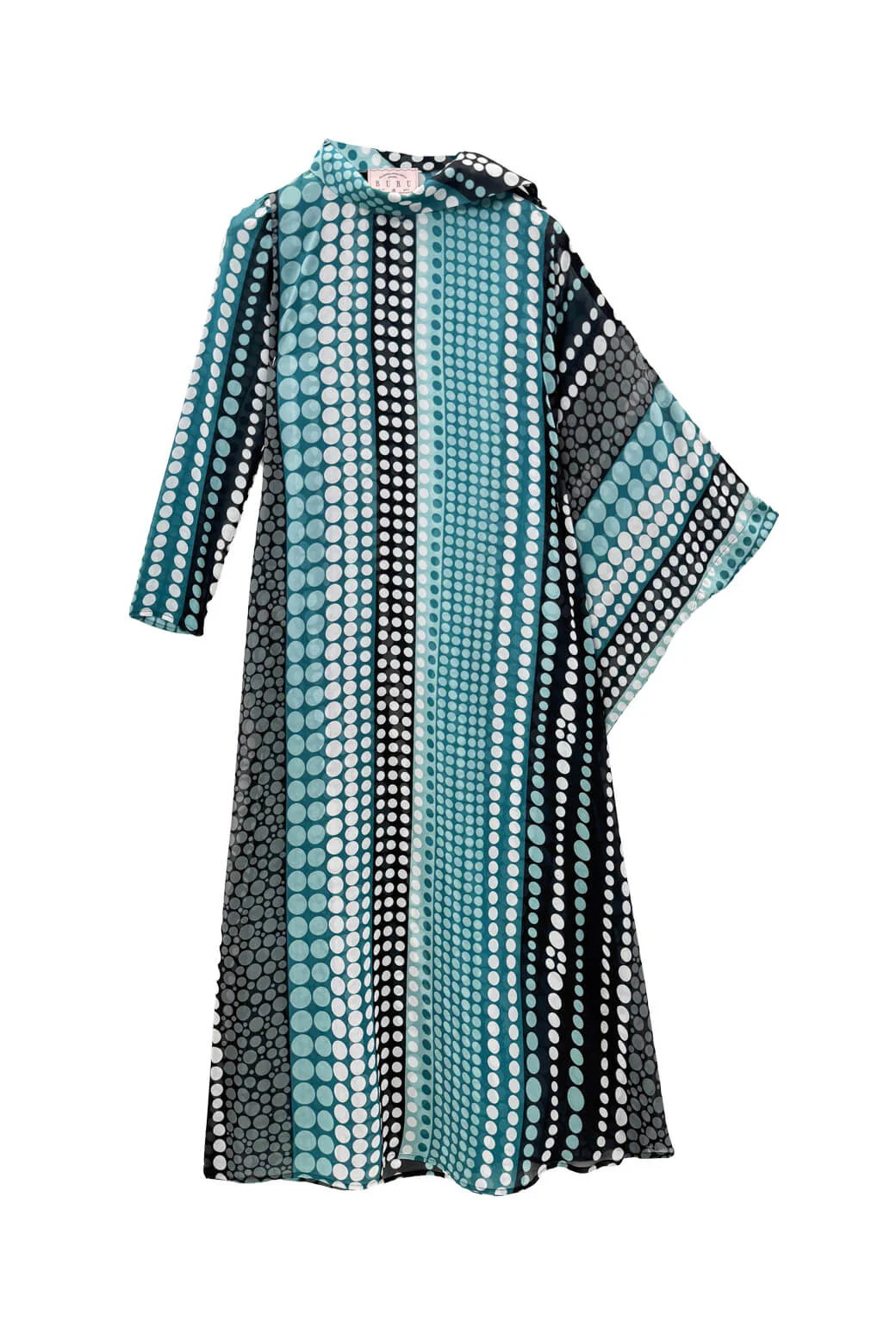 Palm Canyon Kaftan - Aqua & Black Dot - Image 4
