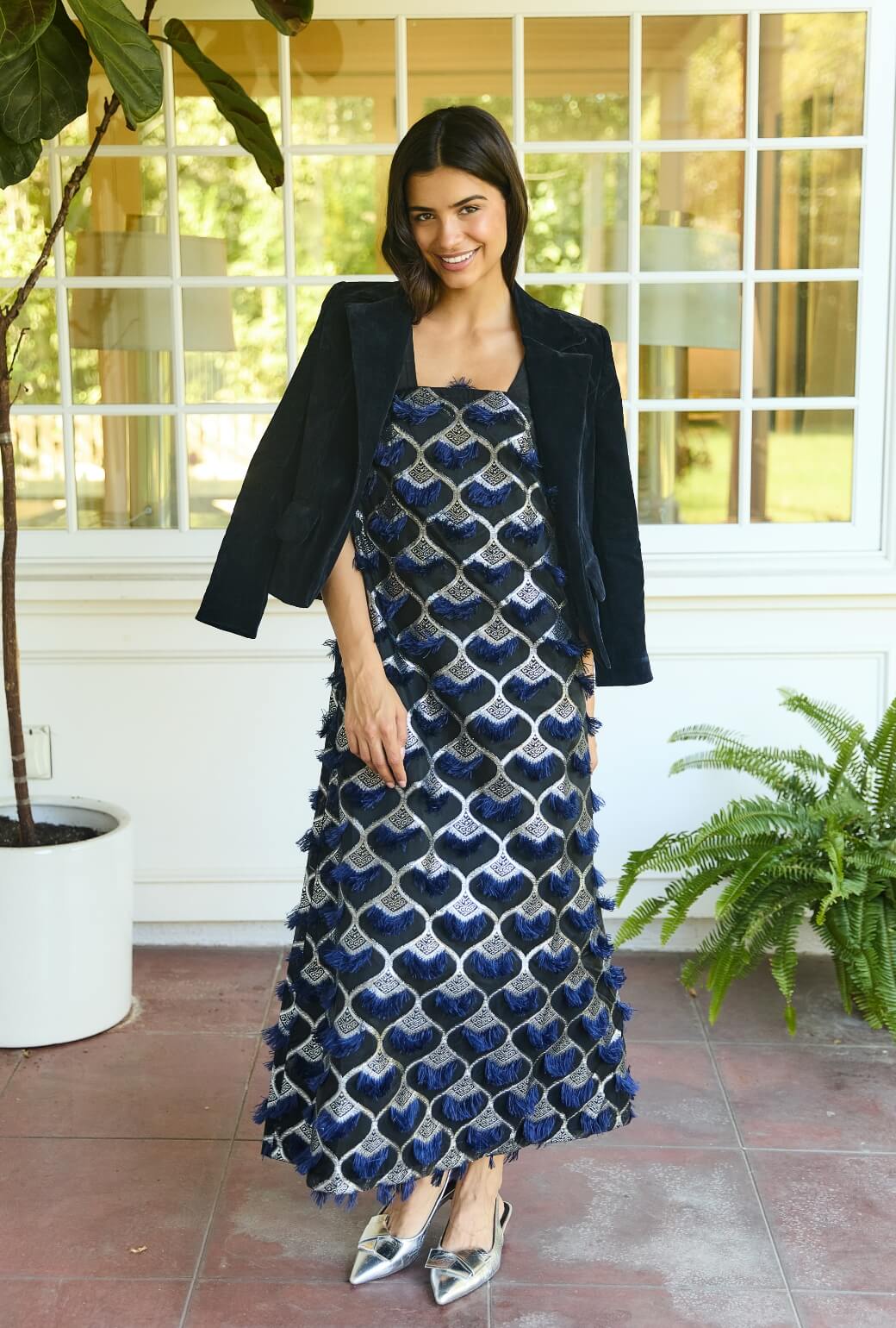 Pillar Gown - Navy Feathered - Image 8