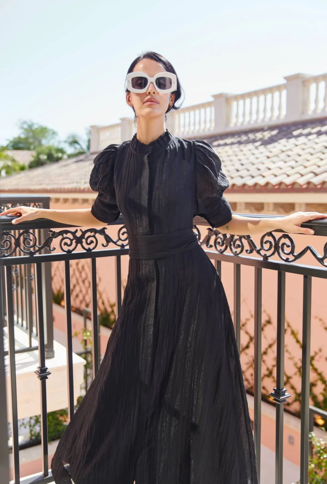 Puff Sleeve Day Gown - MAXI - Sheer Black - Image 3