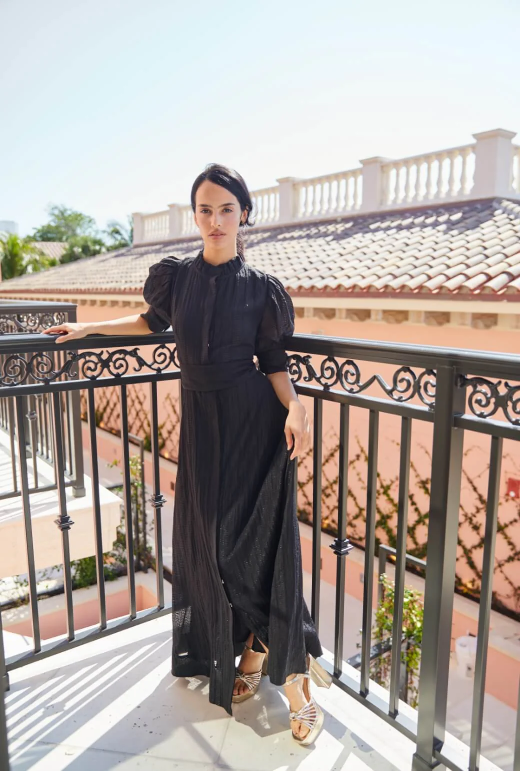 Puff Sleeve Day Gown - MAXI - Sheer Black - Image 7