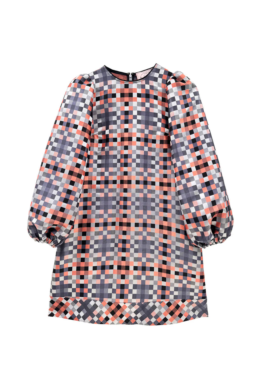 Puff Sleeve Party Dress KNEE LENGTH - Patchwork Brocade - Image 4