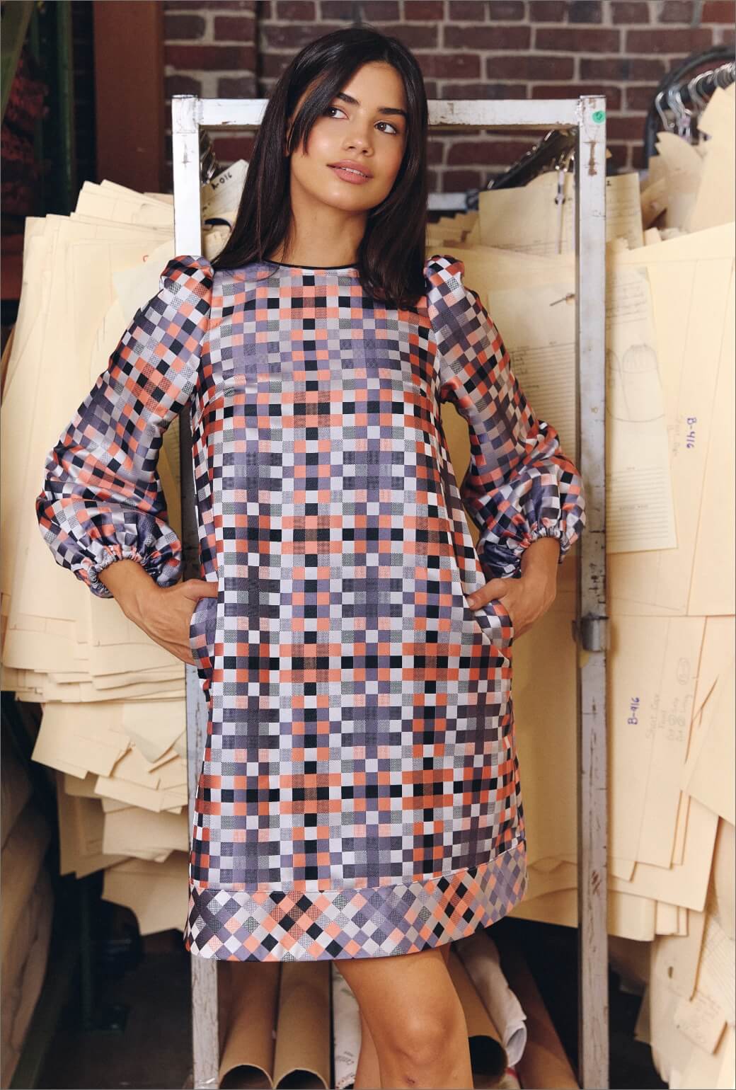 Puff Sleeve Party Dress MINI - Patchwork Brocade - Image 5