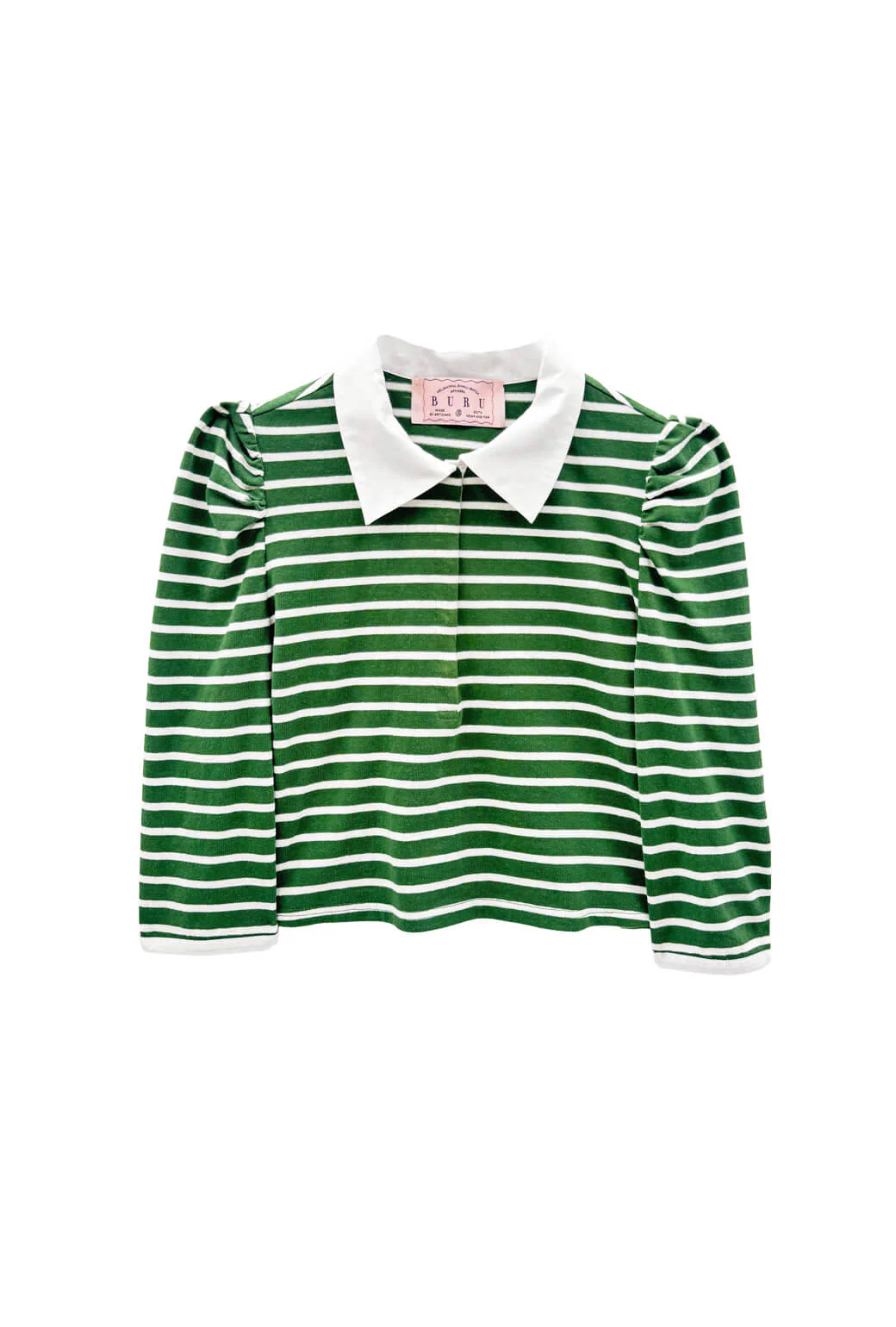 Puff Sleeve Tee - Green Stripe Knit - Image 4