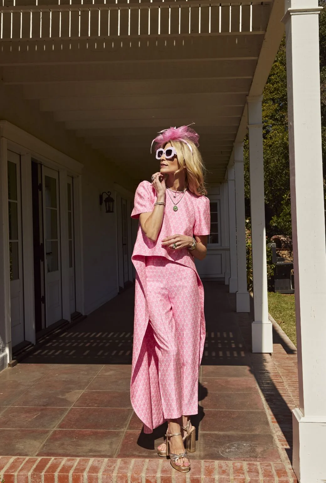Run for the Roses Cropped Cigar Pant - Pink Damask - Image 3