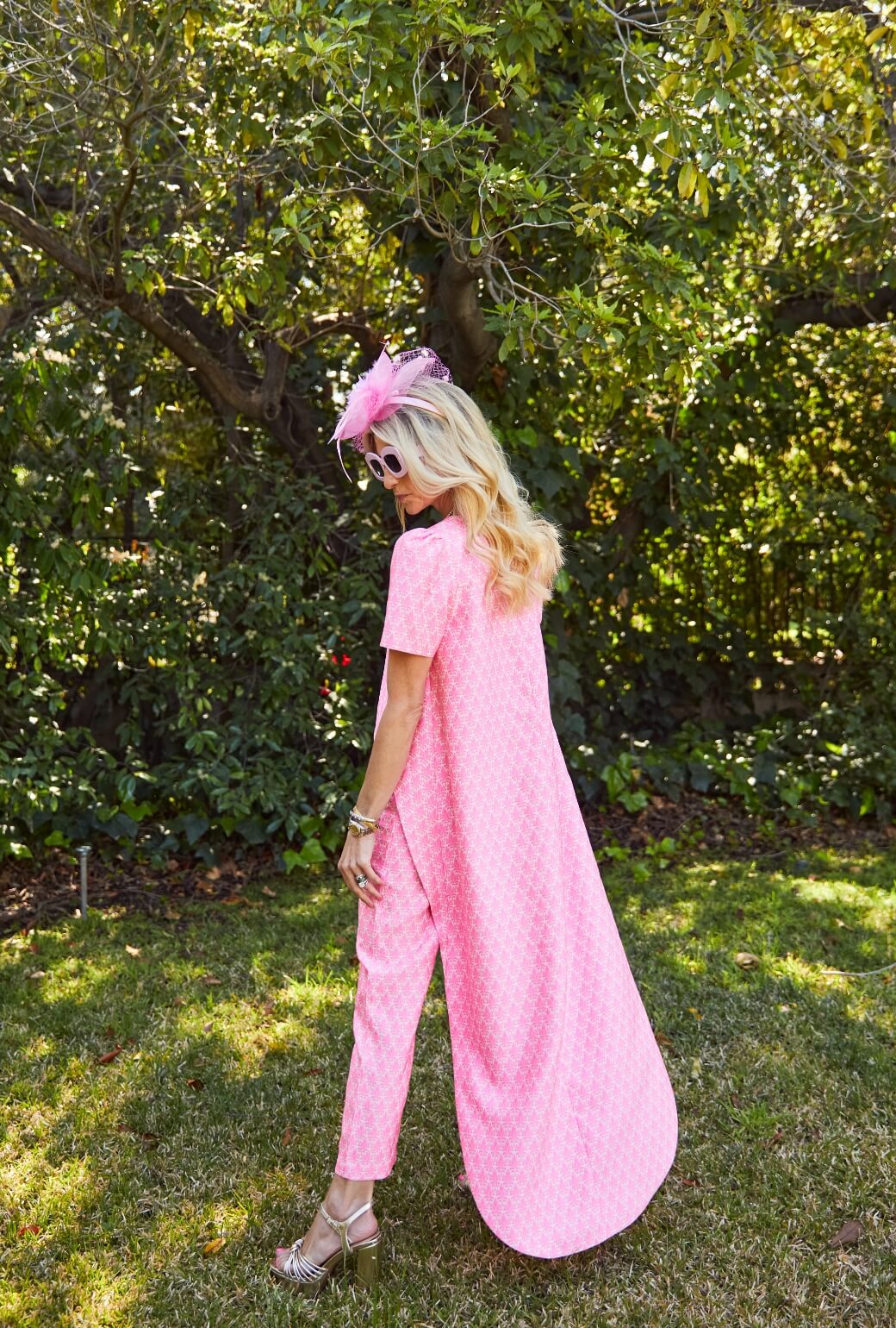Run for the Roses Cropped Cigar Pant - Pink Damask - Image 5