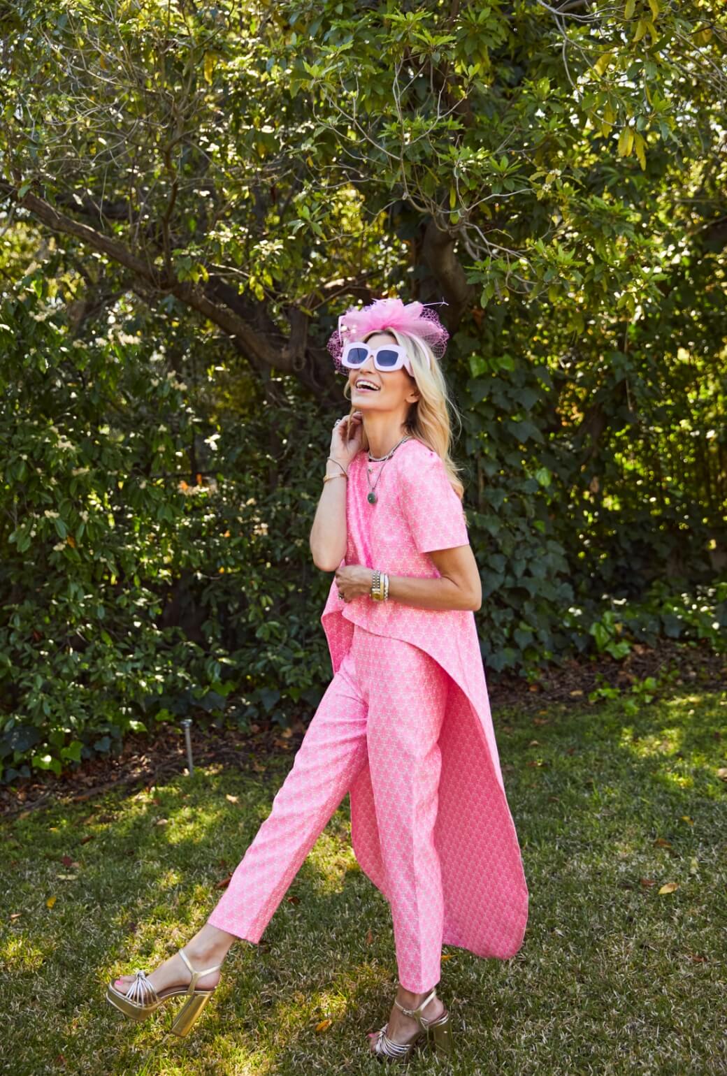 Run for the Roses Cropped Cigar Pant - Pink Damask - Image 6