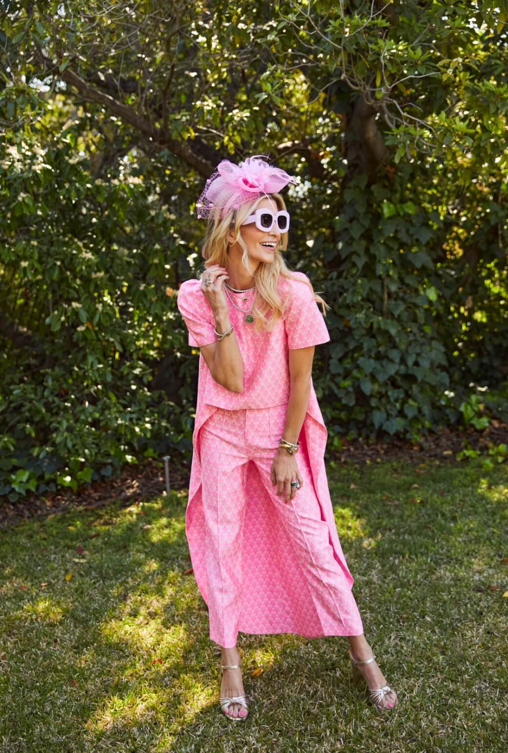 Run for the Roses Cropped Cigar Pant - Pink Damask - Image 7