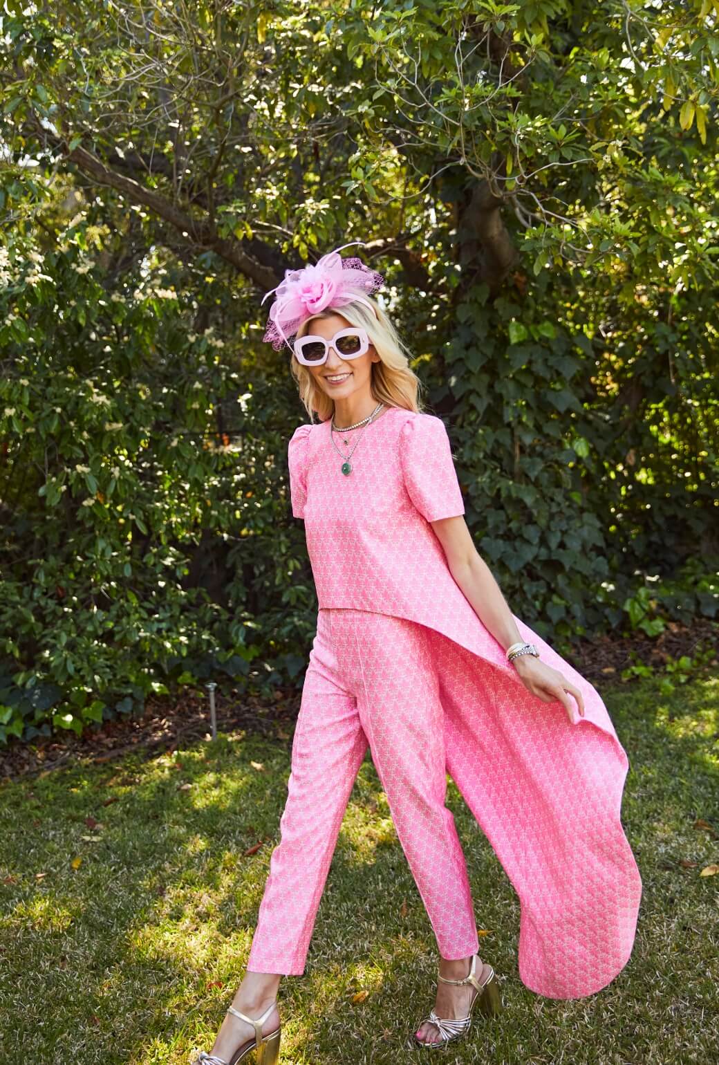 Run for the Roses Worth Top  - Pink Damask - Image 2