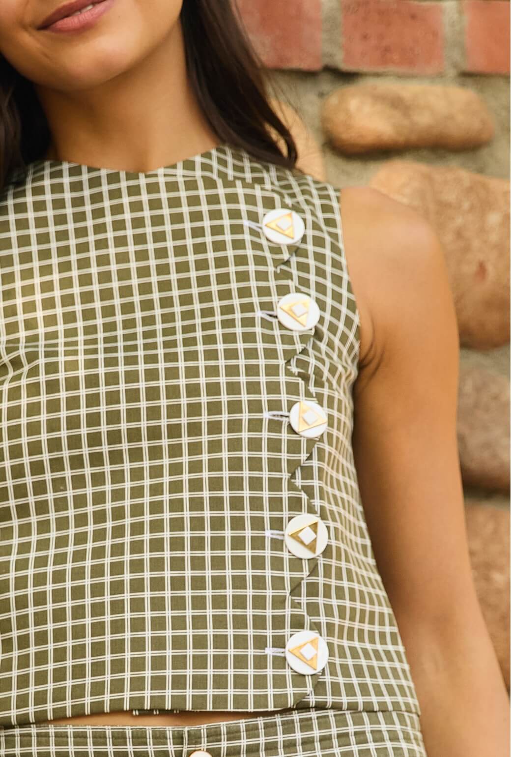Scallop Top - Olive Windowpane - Image 2